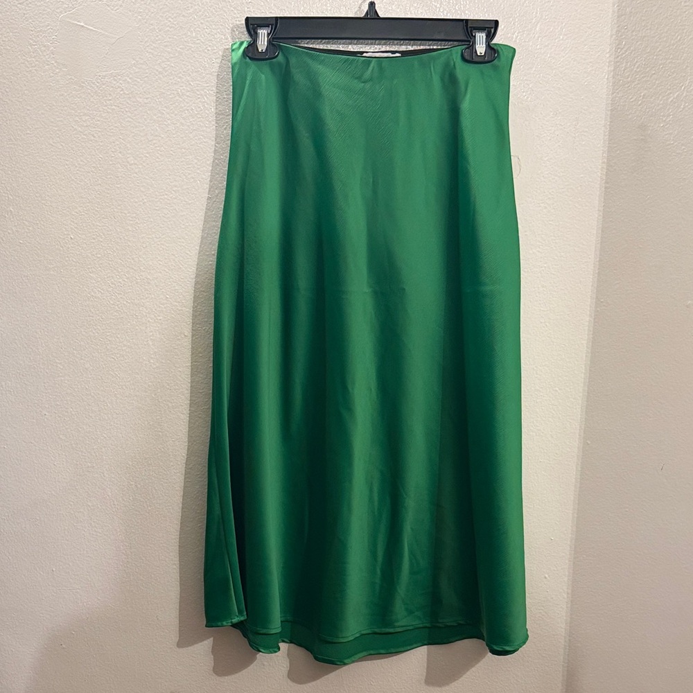 Sweet Baby Jamie Green Satin A-Line Skirt